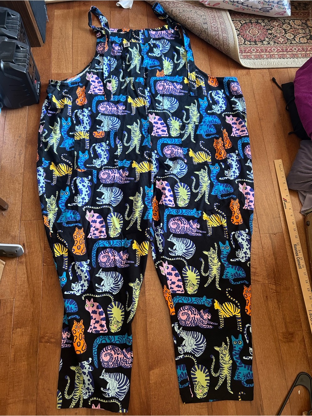 Lucy & Yak Rare Limited Edition Freya Dolby Cat Print Original Dungarees Organic